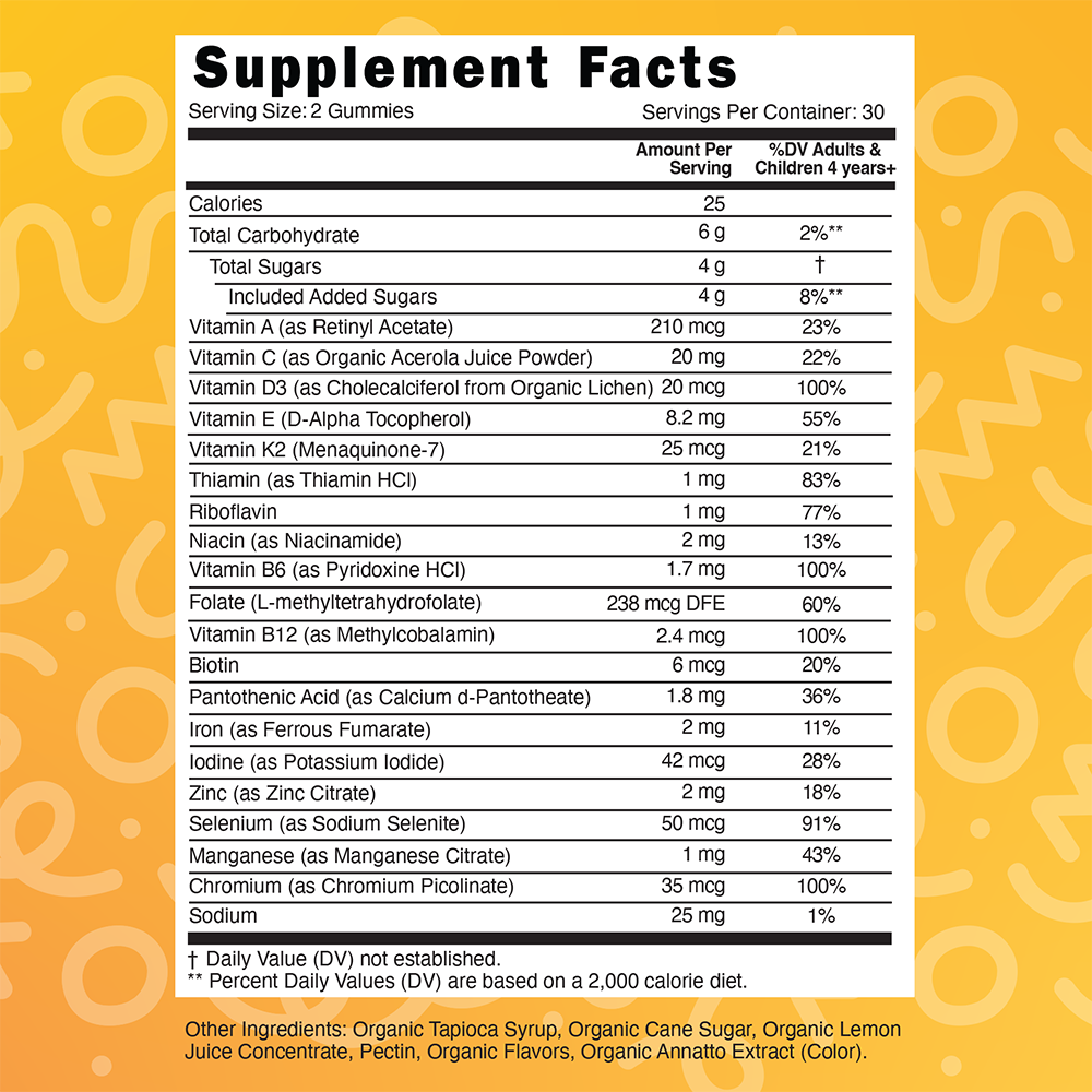 Organic Children's Multi-Vitamin Gummies supplement facts