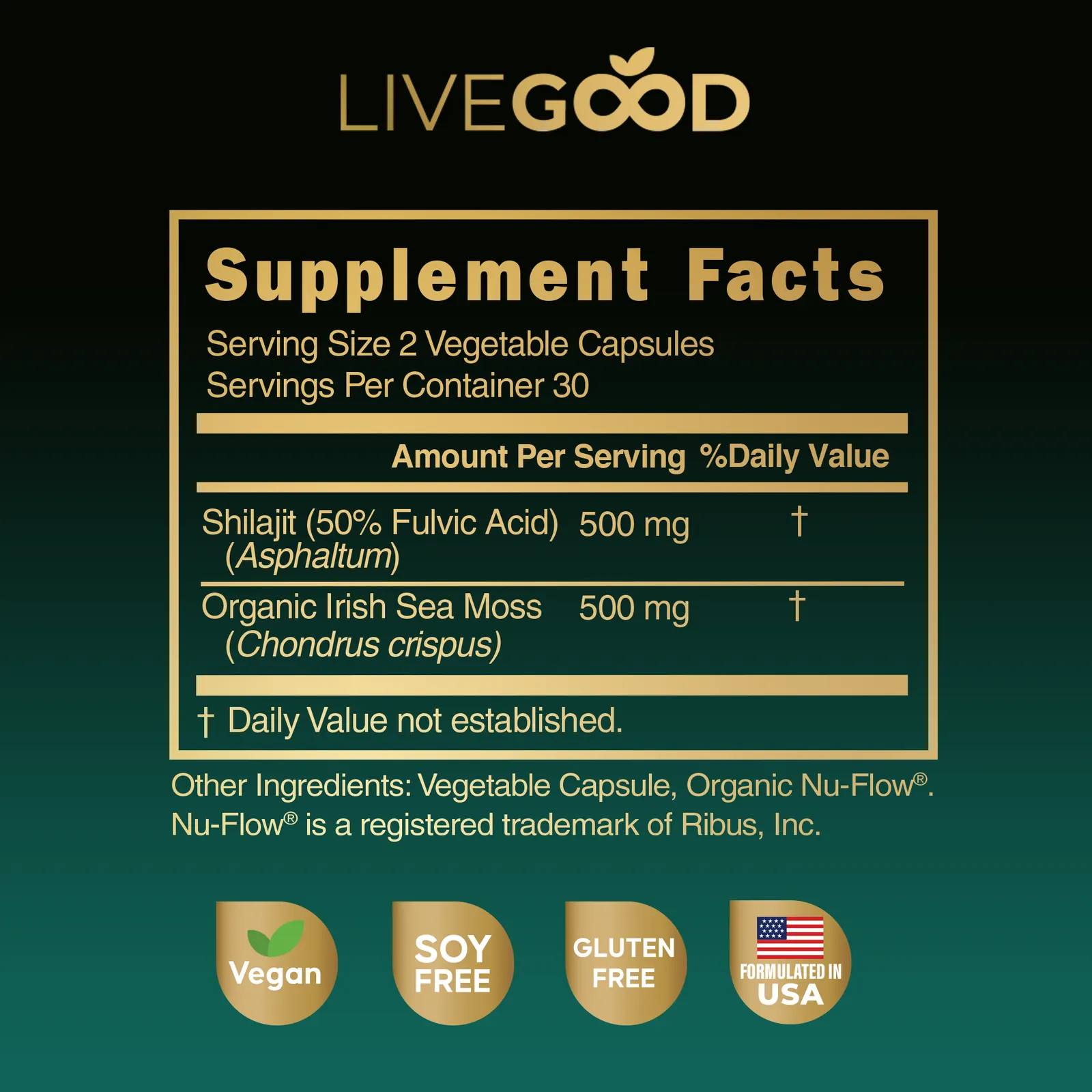 Himalayan Shilajit & Organic Sea Moss supplement facts