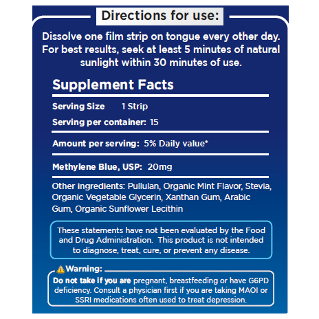 Methylene Blue Nootropic Dissolving Strips supplement facts