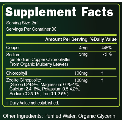 Chlorophyll and Zeolite Detox supplement facts