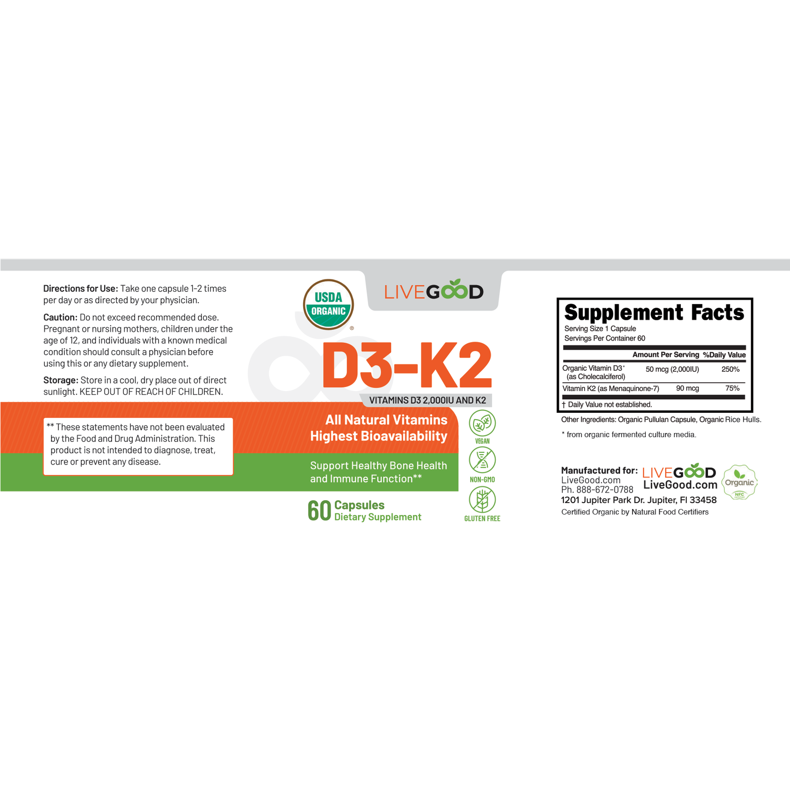 Organic D3-K2 2000 label