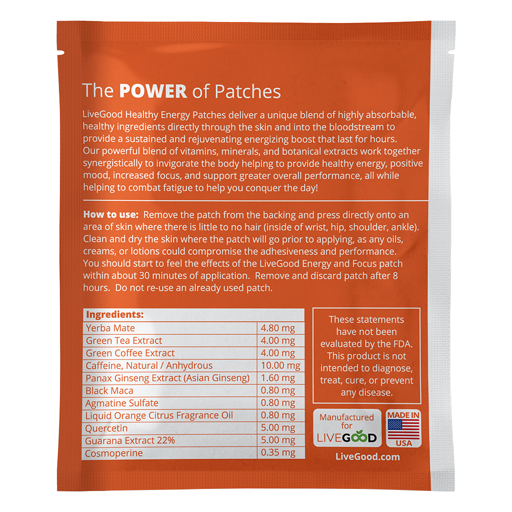 Energy and Focus Patches label