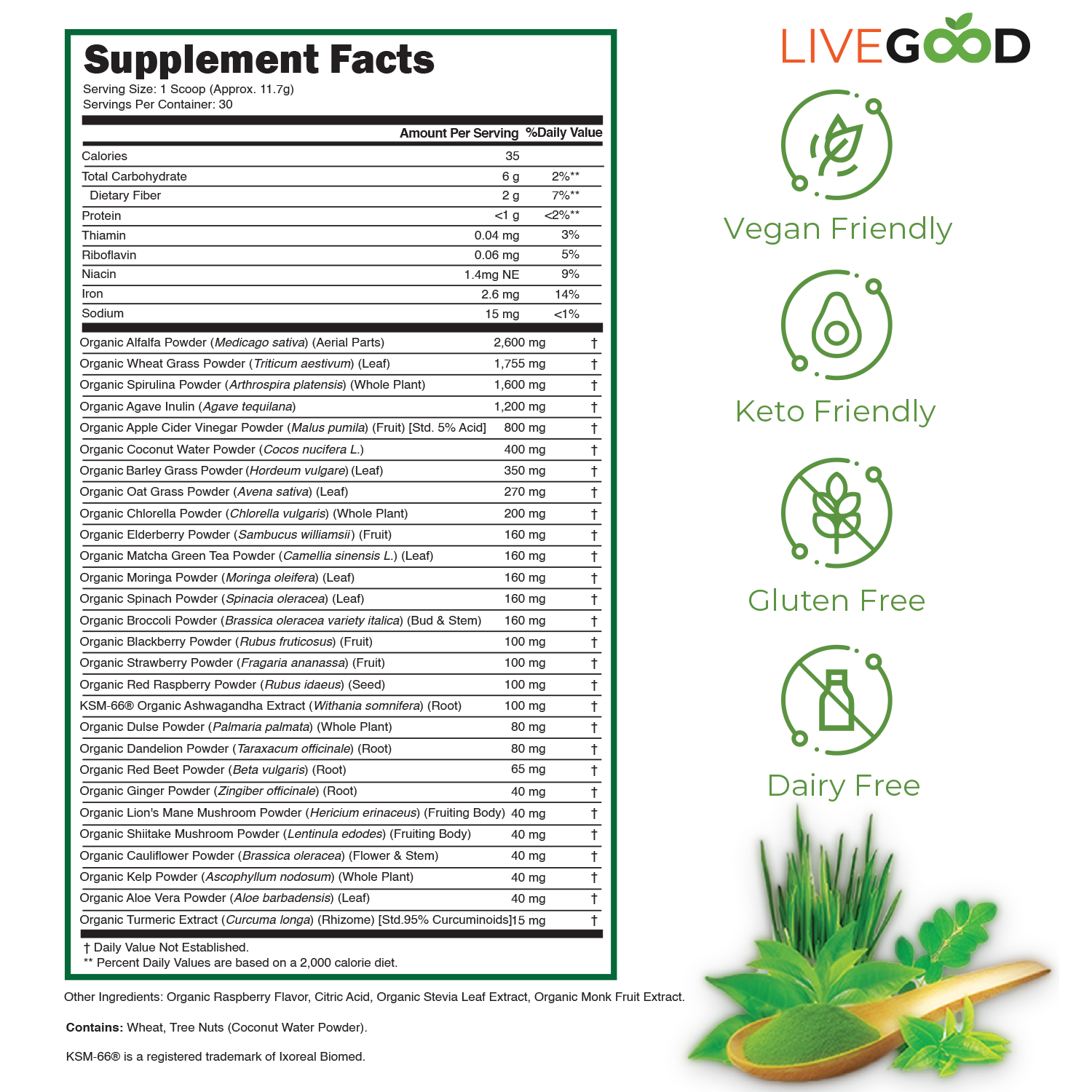 Organic Super Greens supplement facts