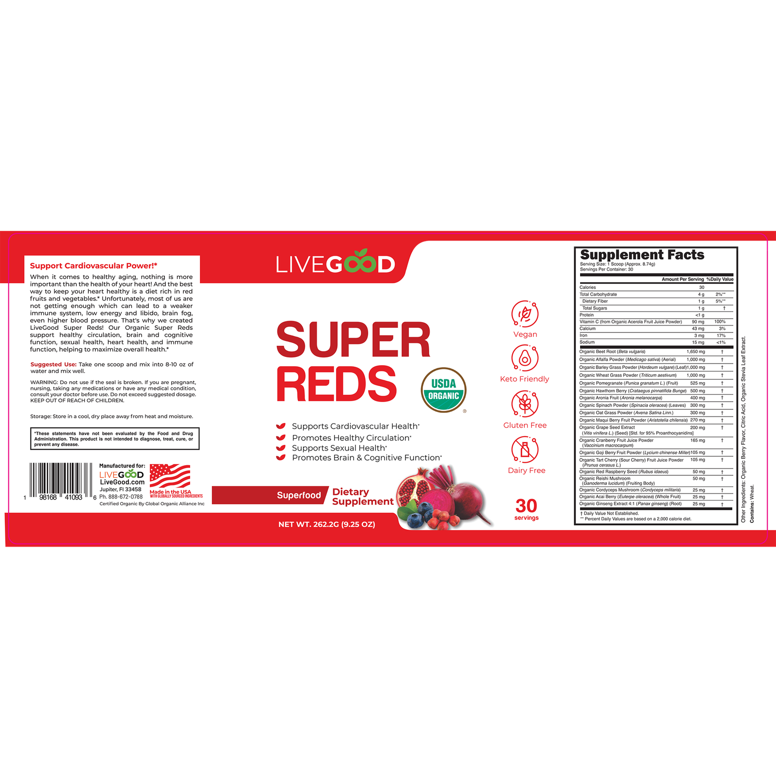 Organic Super Reds Label Organic Super Reds Label