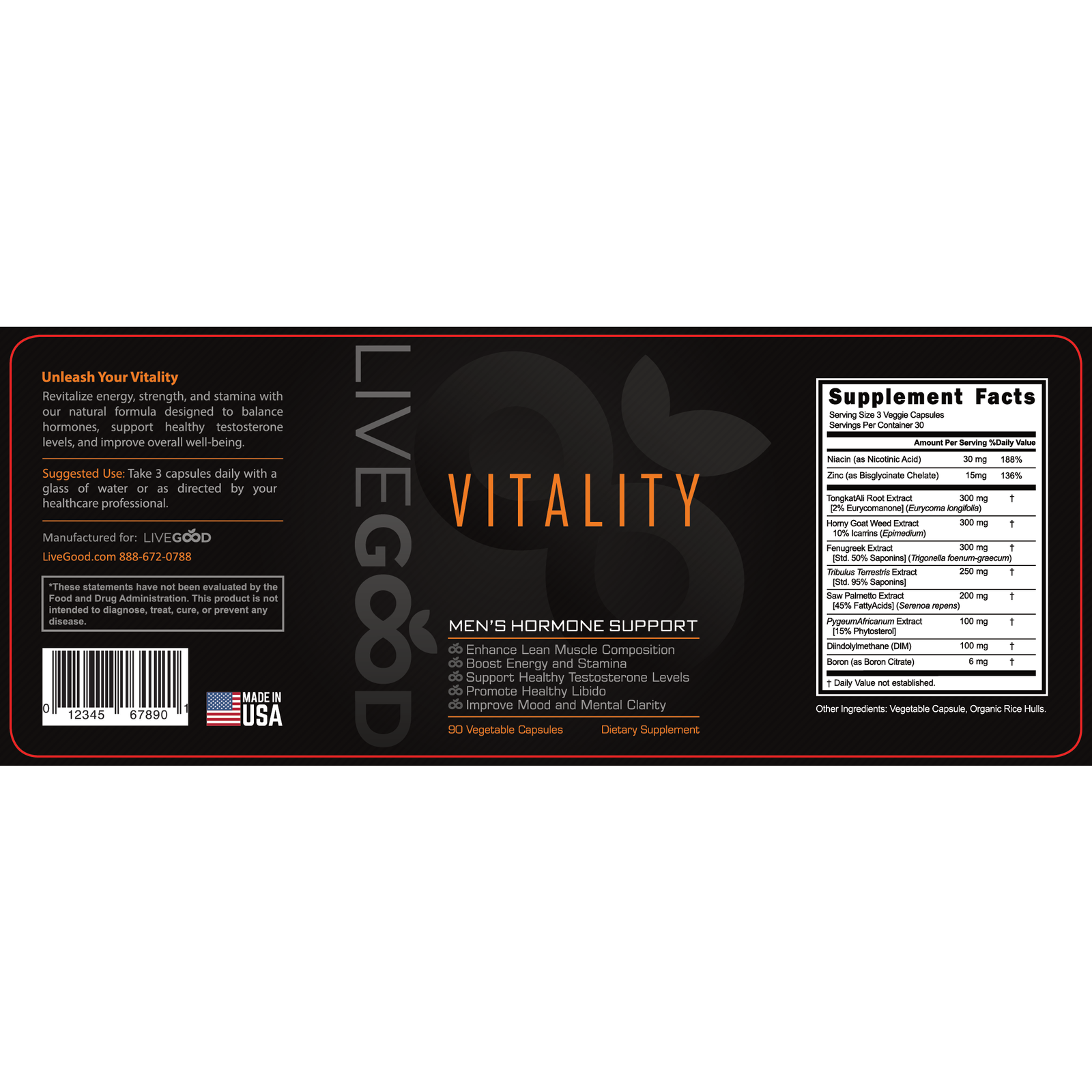 Vitality - Men's Hormone Support Label Vitality - Men's Hormone Support Label